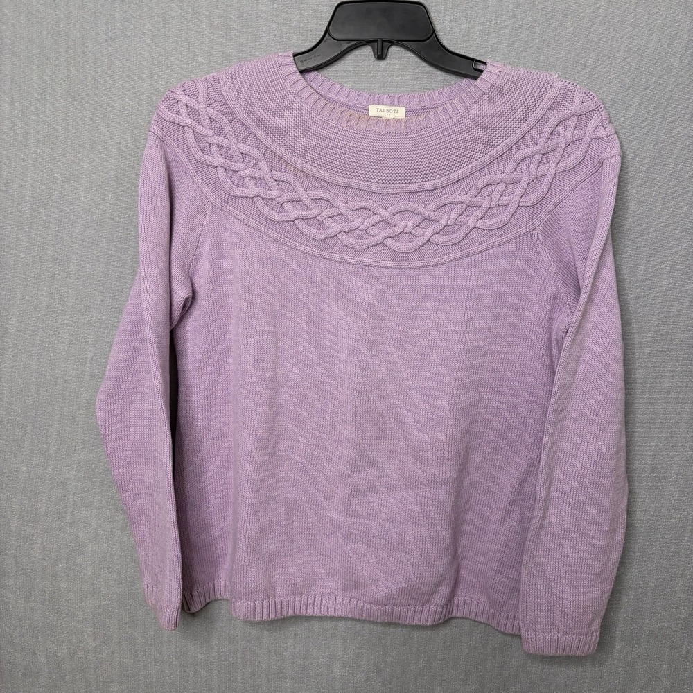 Talbots Sweater Women's Medium Pink Nordic Cable Knit Preppy Boho Size L